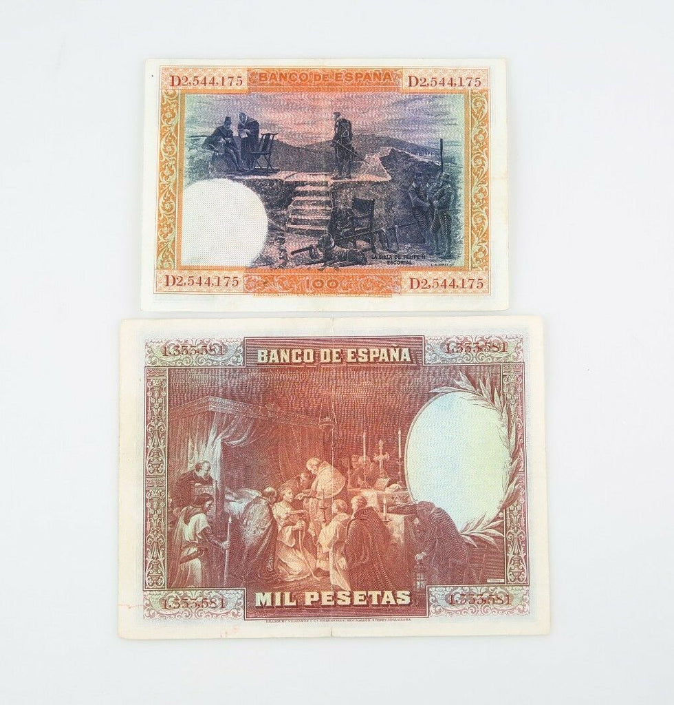 1925-1928 Spain 100 1000 Pesetas Notes Lot VF Banco de Espana Very Fine 69c 78a