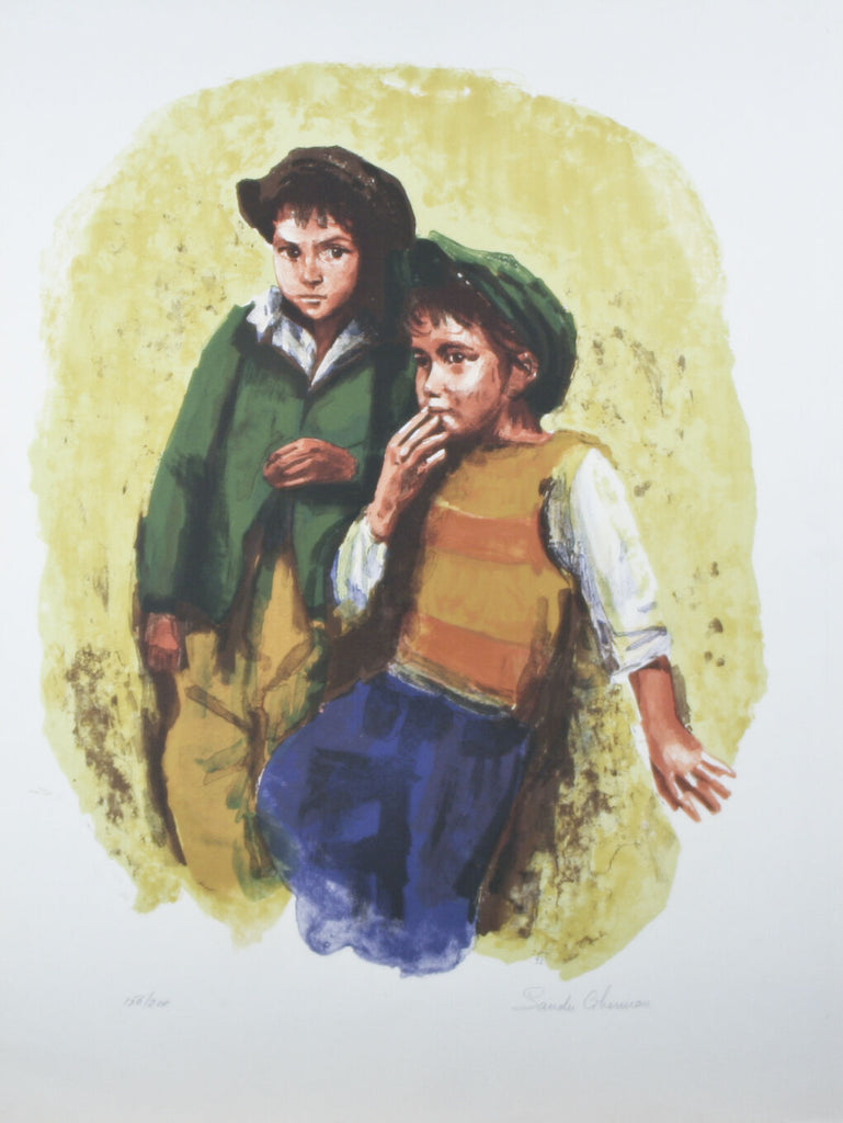 "Two Boys" By Sandu Liberman Lithograph On Paper Limited Ed. Of 200