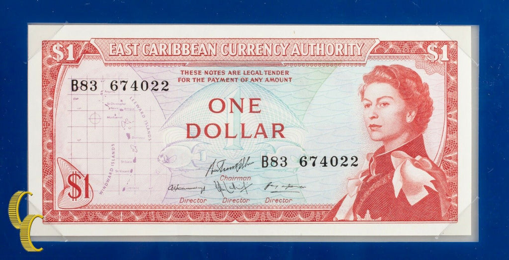 1980 East Caribbean One Dollar $1 in Banknotes of All Nations Stamped Envelope