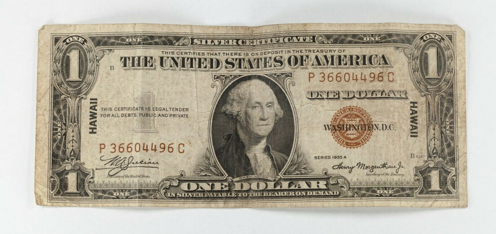 Series of 1935 A Hawaii $1 Silver Certificate in Very Good Condition FR 2300
