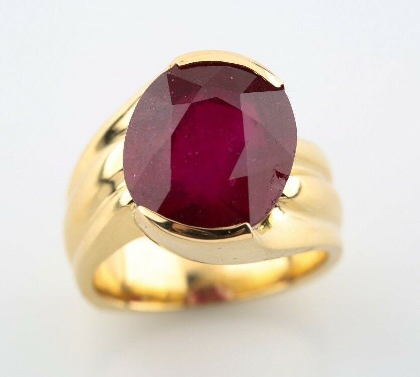 Ruby 9.92 carat Natural Oval Solitaire 14k Yellow Gold Fashion Ring Size 5.5