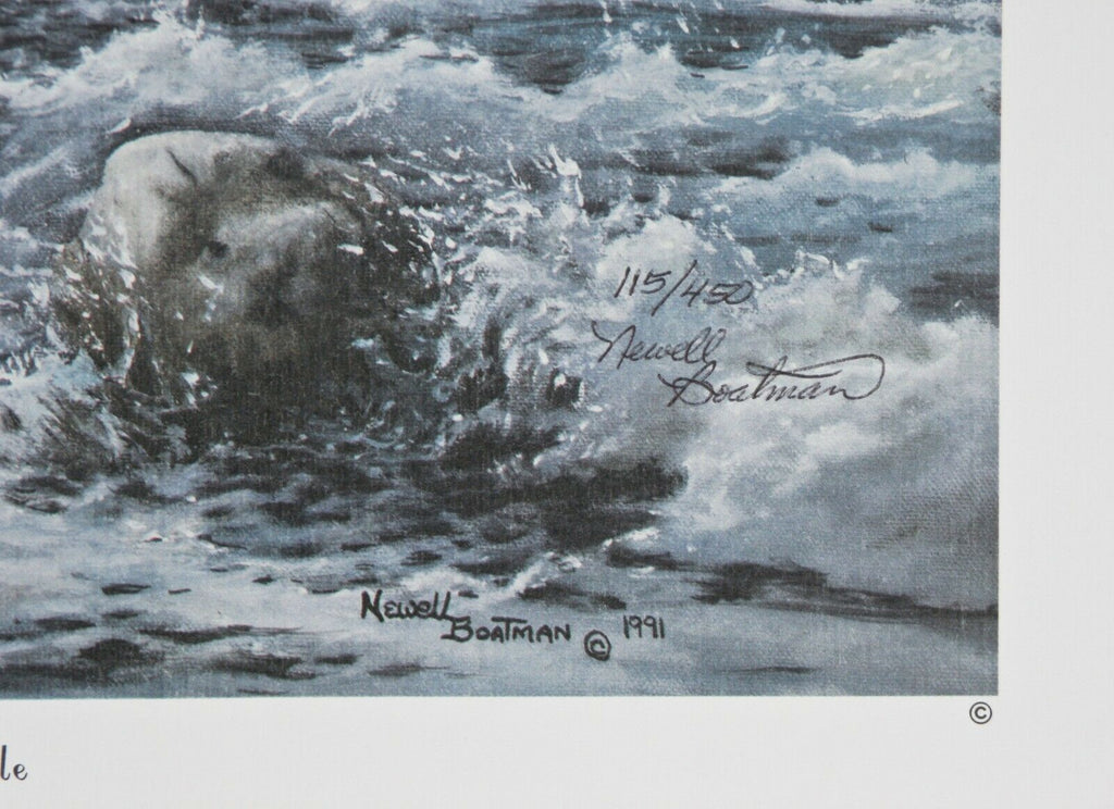 "Grizzly And Bald Eagle" by Newell Boatman Offset Lithograph on Paper CoA 2010