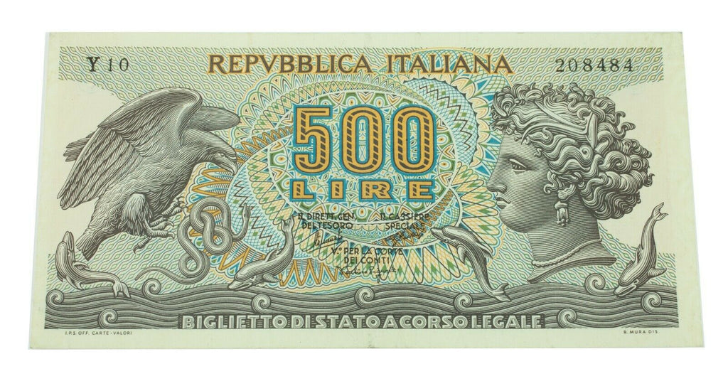 1966 Italy 500 Lire Note (XF, Extra Fine) P# 93a