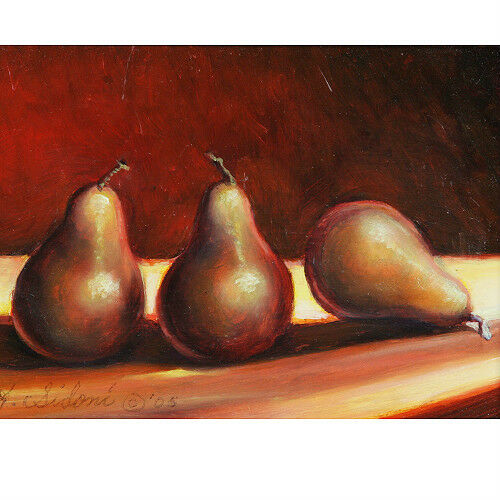 "Three Pears" By Anthony Sidoni 2005 Oil Painting 11"x13"