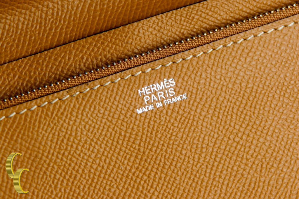 HERMES Paris Chevre Mysore Azap GM Combined Wallet in Tan