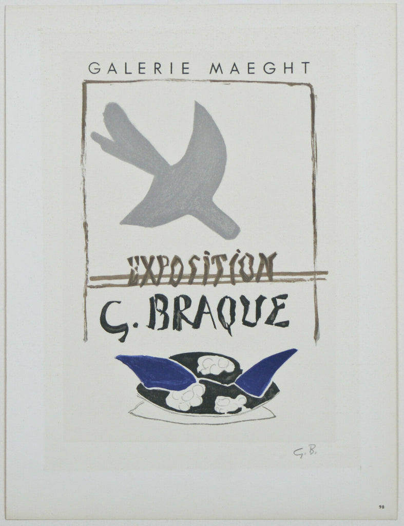 "Exposition G. Braque" by Georges Braque Signed Lithograph 10 1/2"x7 1/2"