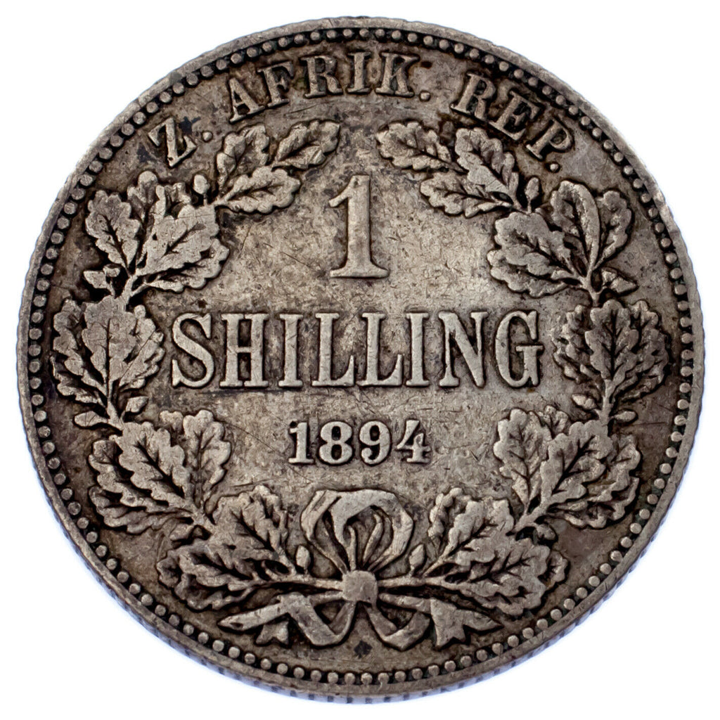 1894 South Africa Shilling Coin (VF) Very Fine KM# 5