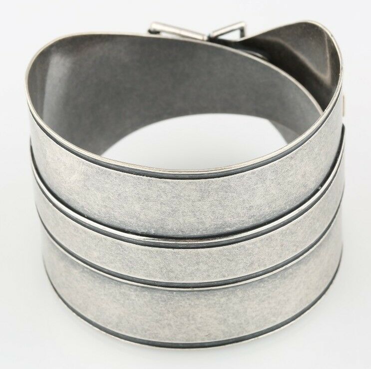 Mason Martin Margiela Silver-Plated Adjustable Buckle Bracelet 8" 73.8 g