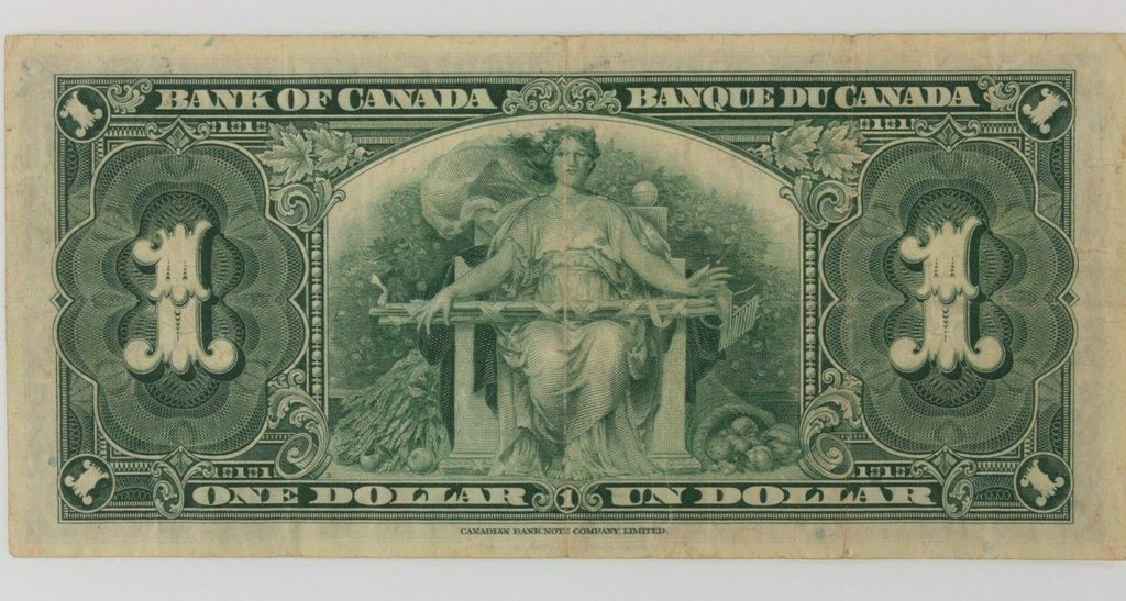 1937 Canada One Dollar Banknote // Fine (F) Condition // Gordon-Towers P#58b