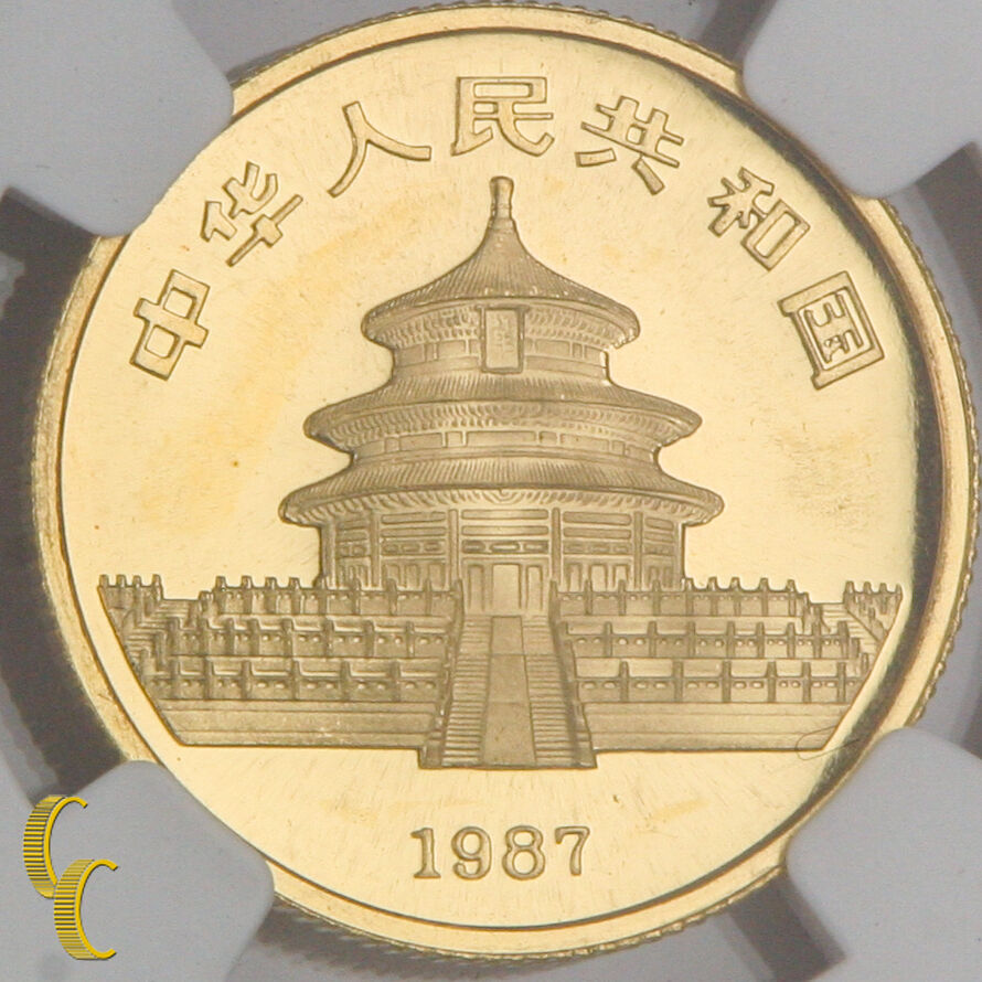 1987-S China G25Y Gold 1/4 Ounce Panda Graded by NGC as MS-68