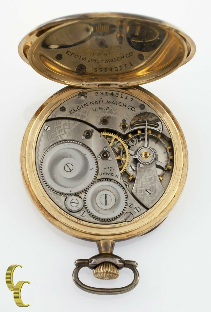 Elgin Open Face 14k Yellow Gold Antique Pocket Watch Gr 345 12S 17J 1920