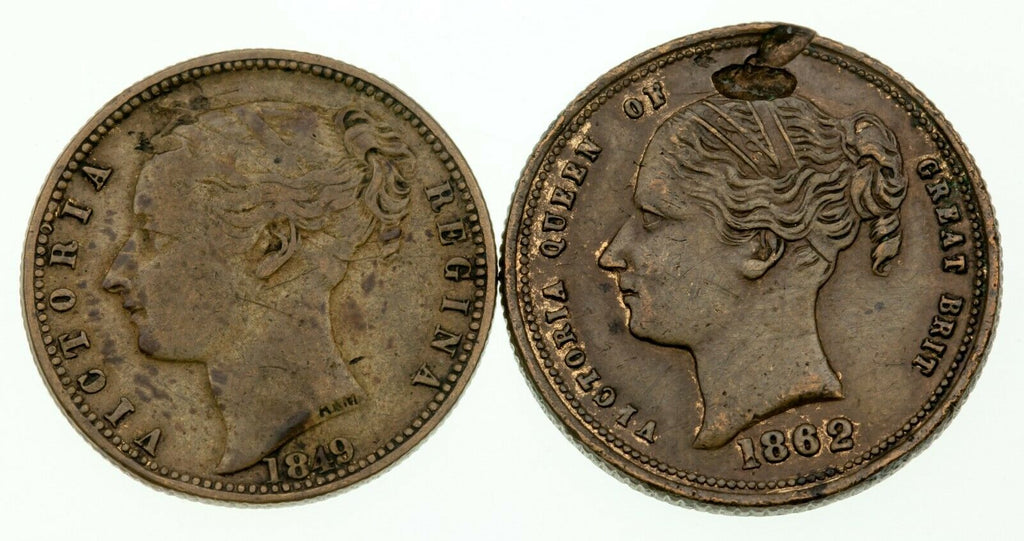 1837, 61, 62 Great Britain Queen Victoria Cumberland Jack Token Lot of 5