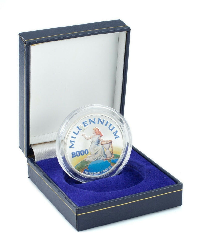 Painted Republic of Liberia $20 Silver Coin with "MILENNIUM 2000"