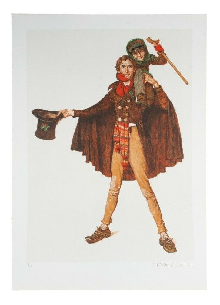 "Tiny Tim" by Norman Rockwell Lithograph on Arches Paper Ettinger Inc. 1977