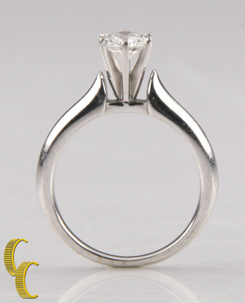 EGL Certified 0.52 Carat Solitaire Ring Set in 14k White Gold G/ SI3 Sz. 5.5