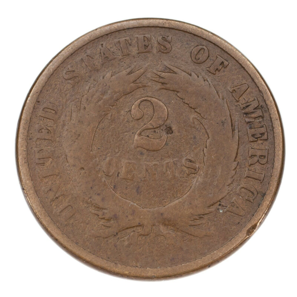 1871 Two Cent Piece in Good Condition, Brown Color, Full 4 Digit Date!
