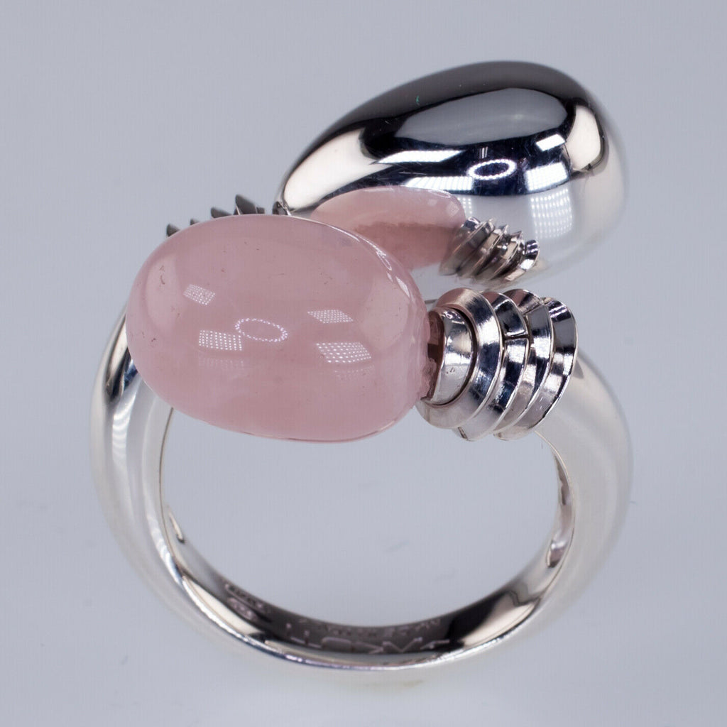Makuti Sterling Silver Ring w/ Rose Quartz Cabochon Size 7.75