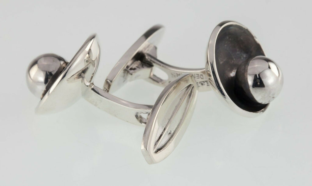 Karl Gustav Hansen Sterling Silver Antiqued Modernist Cufflinks Gorgeous!