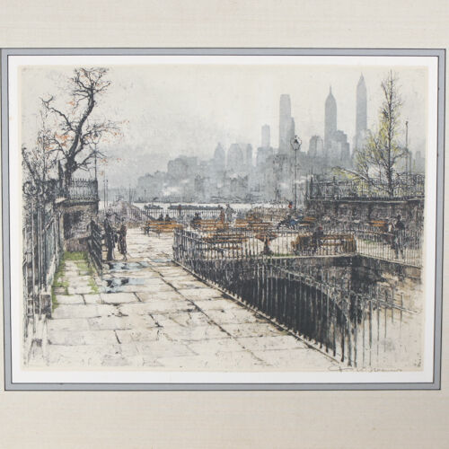 "Montague Terrace, New York" By Tanna Kasmir Hoernes Signed Etching/Aquatint