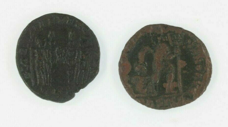 Ancient Roman 2-Coin Lot // Emperor Valens AE3 & Emperor Constantius II AE3/4