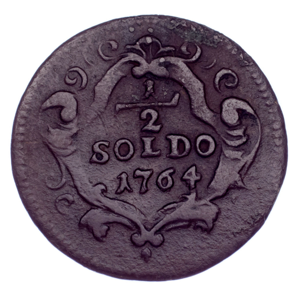 1764 Italian States Gorizia Countship 1/2 Soldo Copper XF Condition KM #10