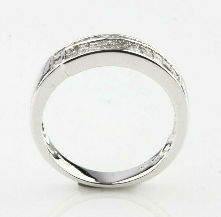 14k White Gold Princess Diamond Plaque Ring Size 7.25 TDW = 0.99 ct