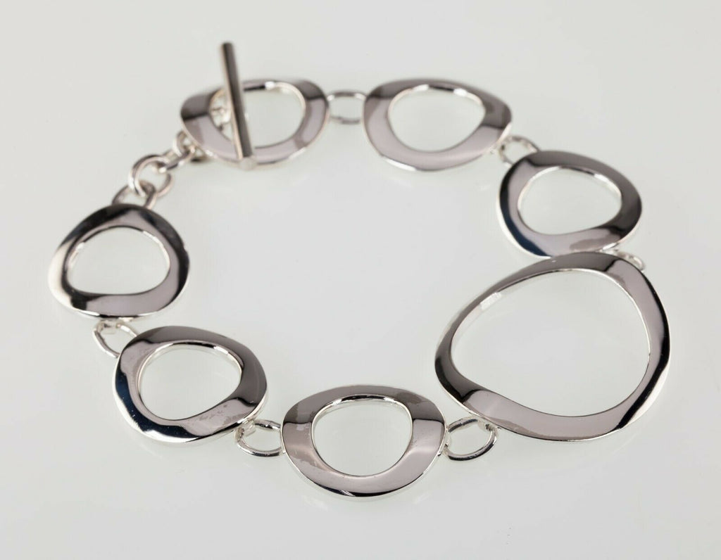 Large & Small Sterling Silver Open Link Bracelet 8.00"