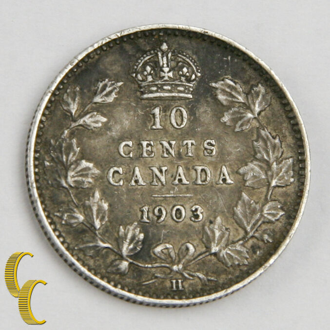 1903-H Canada 10 cents, Silver Coin, Very Fine VF, KM# 10