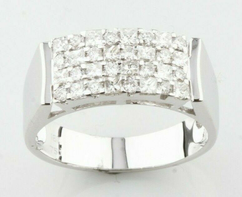 18k White Gold Diamond Plaque Ring TDW = 0.76 ct Size 6.5