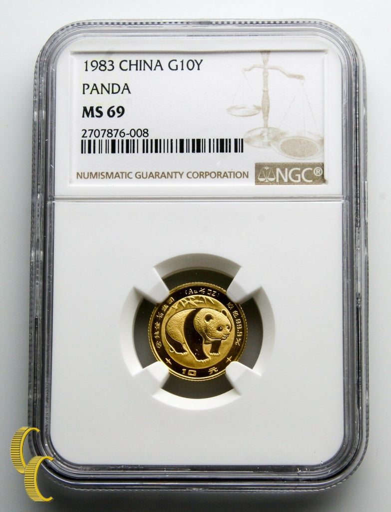 1983 Gold Chinese Panda 1/10 oz 10 Yuan Graded by NGC MS 69