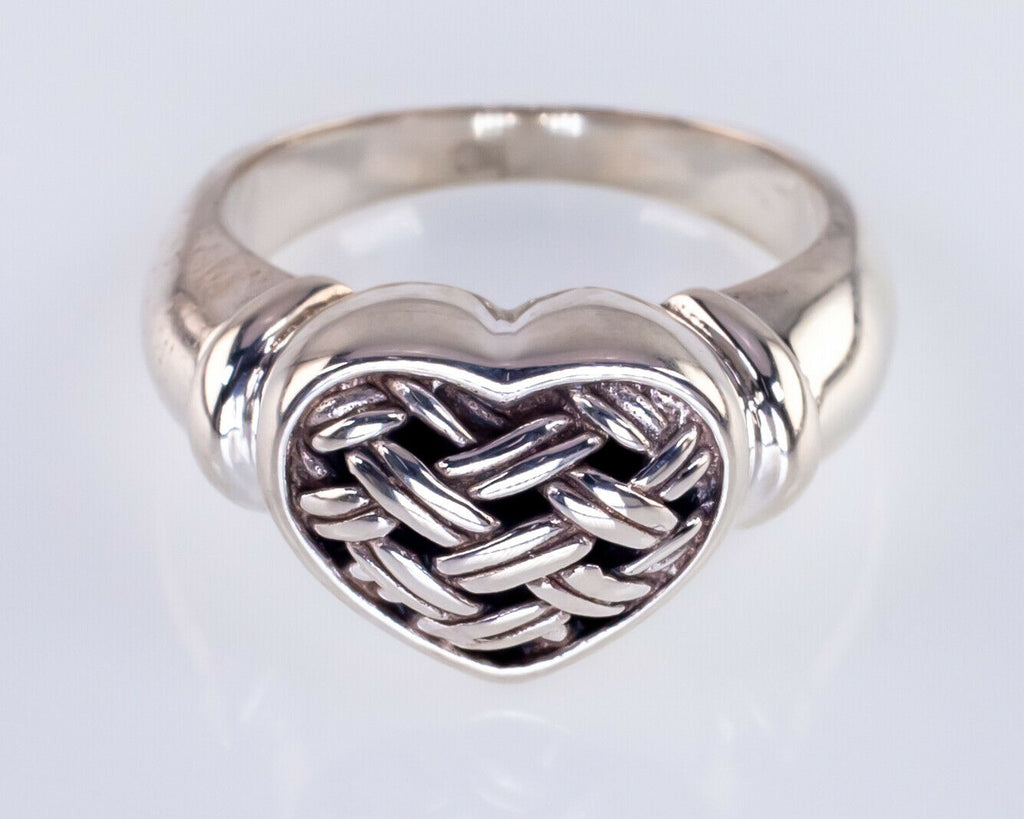 Brighton Sterling Silver Basket Weave Heart Ring Size 6.75