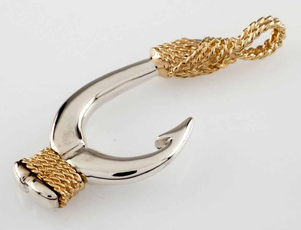 Kabana Sterling Silver and 14k Yellow Gold Fishhook Pendant Gorgeous!