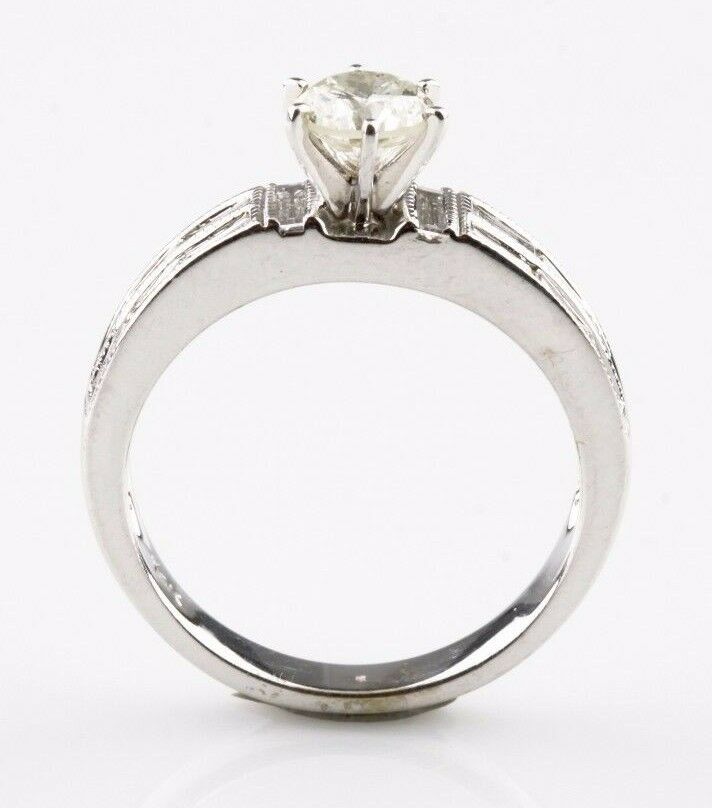 1.34 carat Round Diamond 14k White Gold Engagement Unity Ring Size 6.75