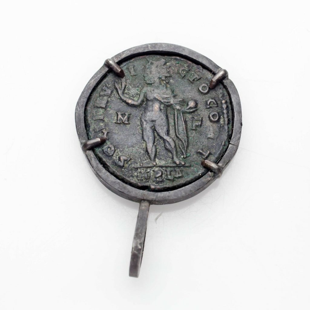 Ancient Coin In Silver Bezel Pendant