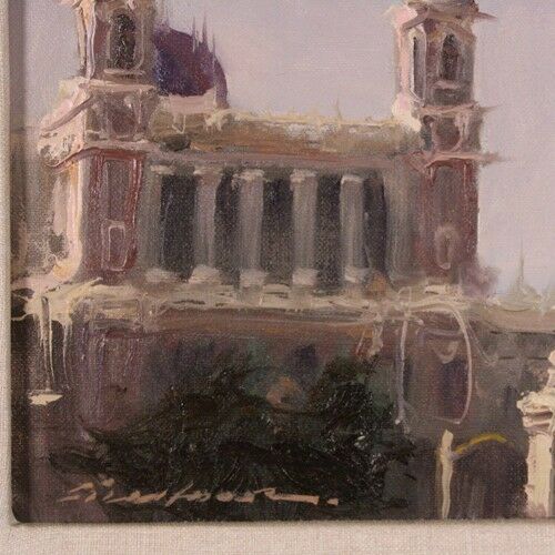 Richard Fillhouer "City Limits-Paris" Oil on Board Signed & Inscribed on Reverse