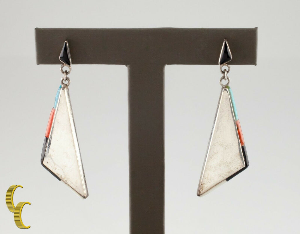.925 Sterling SilverTurquoise/Coral/Mother Of pearl/ oynx  Earrings