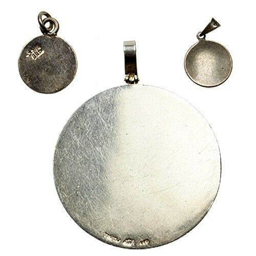 THREE (3) VINTAGE STERLING SILVER TRADITIONAL AZTEC CALENDAR IN 3 SIZES PENDANTS