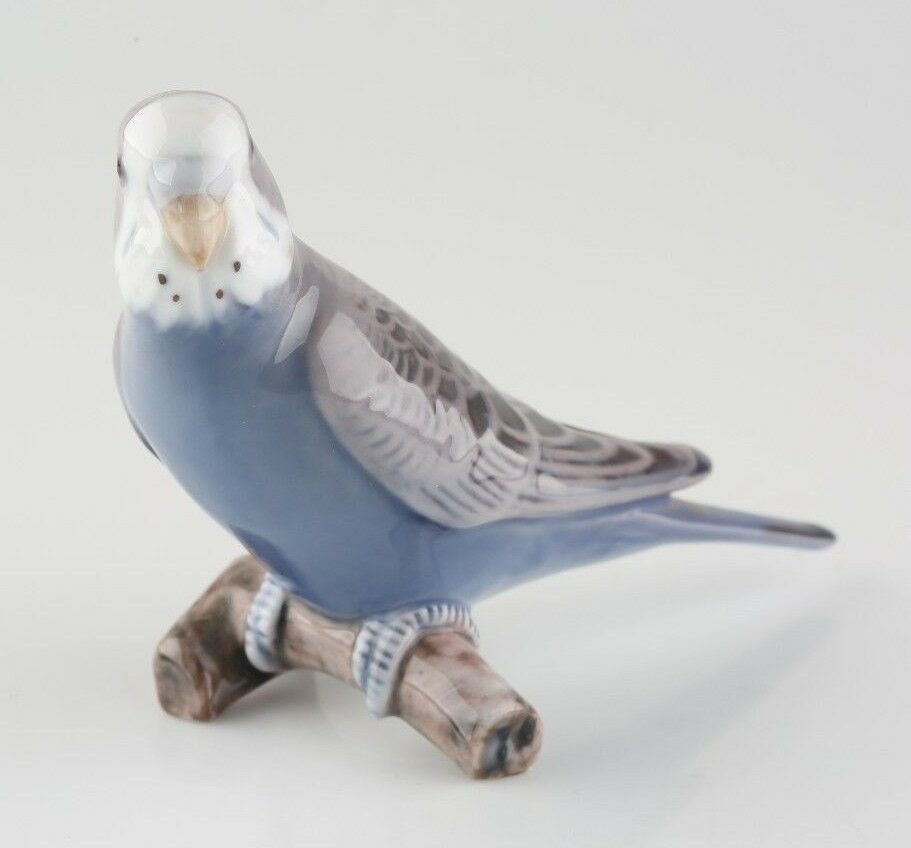 Bing & Grondahl Porcelain Bird Figurines Budgie #2210, Owl #1741, and Bird #1635