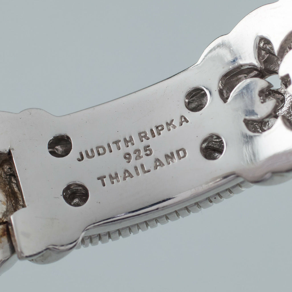 Judith Ripka Sterling Silver Amethyst Hinged Cuff Bracelet Nice Condition!