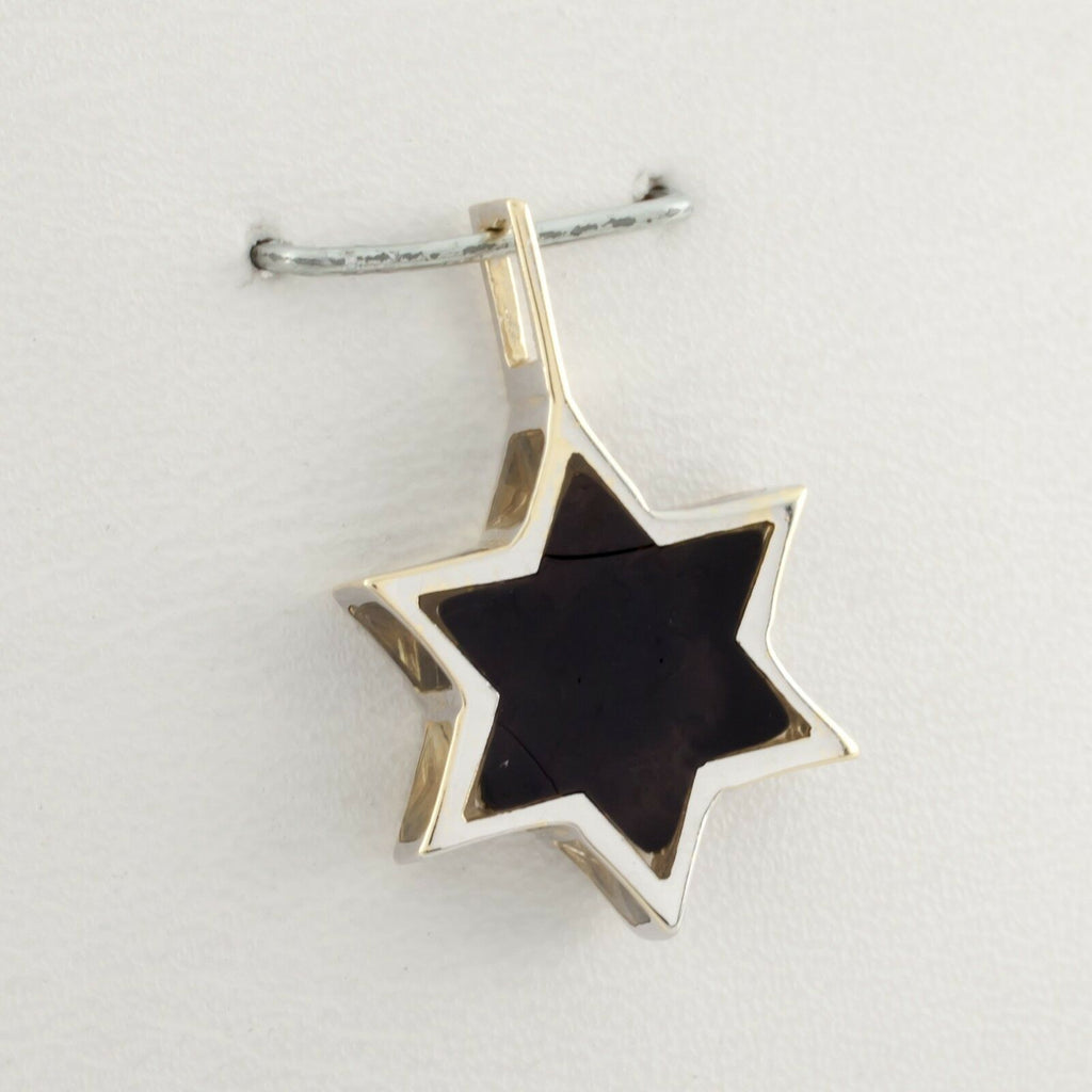 Gorgeous 14k White and Gold Star of David Pendant w/ crystal "K" Enamel