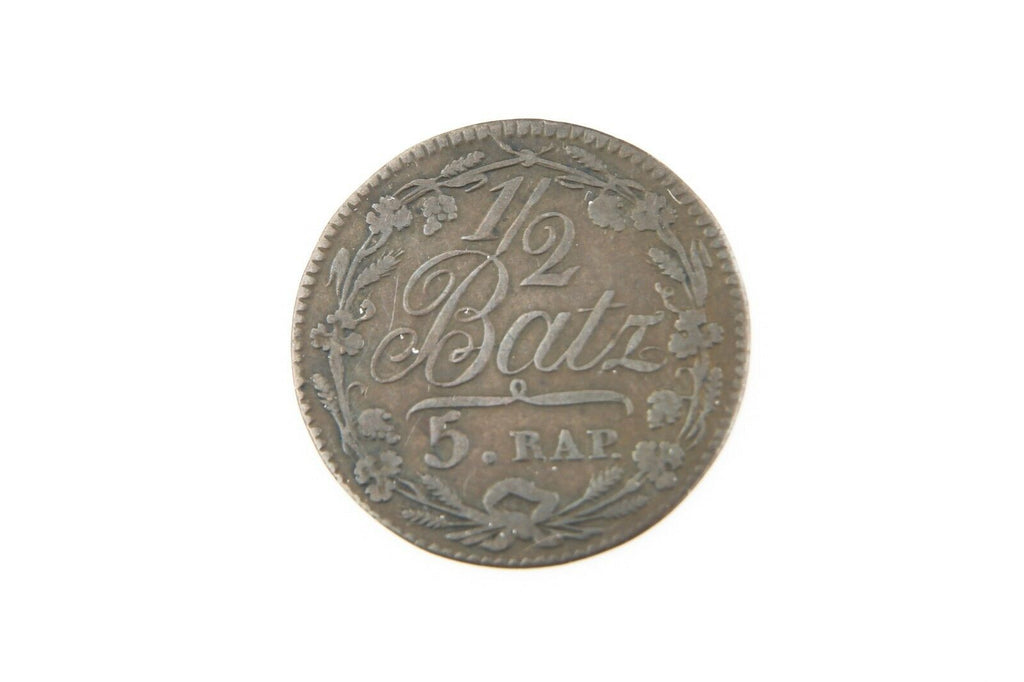 1809 Swiss Cantons Vaud 1/2 Batzen-5 Rappen Billon Coin XF-AU Switzerland KM#6