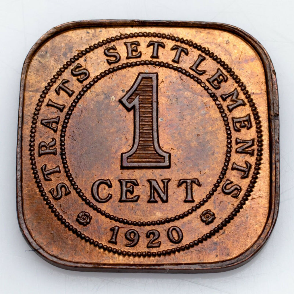 1920 Straits Settlements 1 Cent Coin (Brilliant Uncirculated, BU) 1c KM# 32