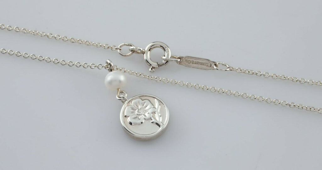Tiffany & Co. Sterling Silver Nature Rose Pendant and Earring Set Nice!