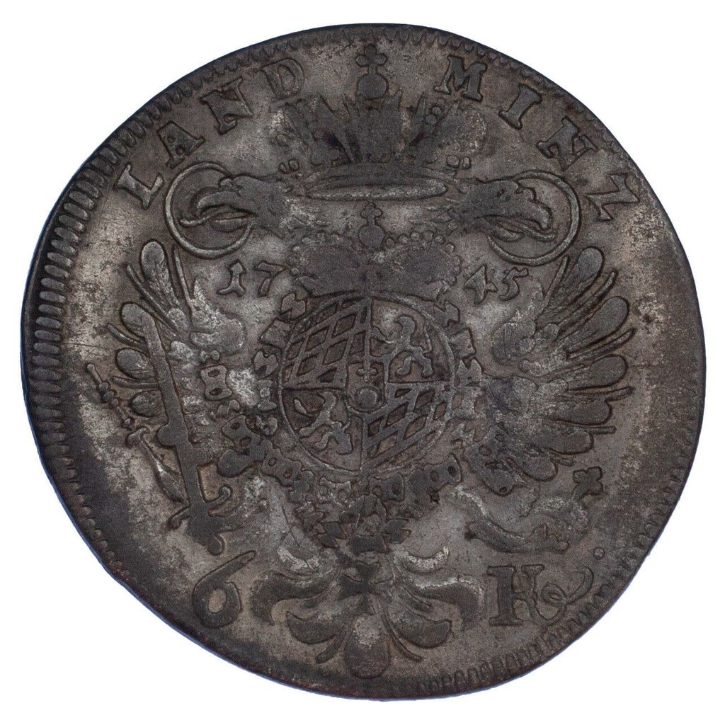 1745 German States BAVARIA 6 Kreuzer (VF) Silver Coin KM# 462