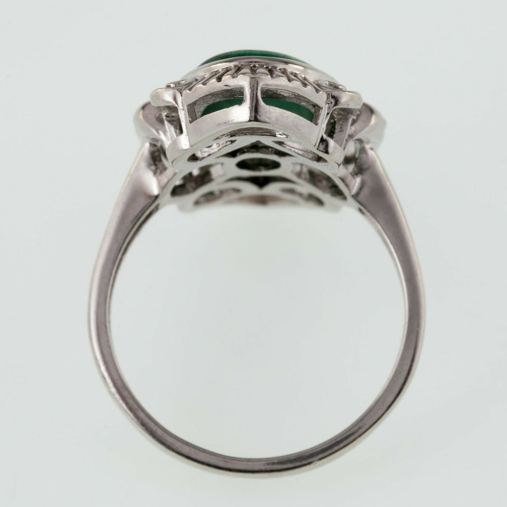 Sterling Silver Ring w/ Malachite & Diamond Accents Size 11
