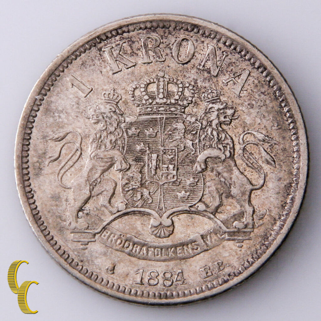 1884-EB Sweden 1 Krona (XF) Extra Fine Condition