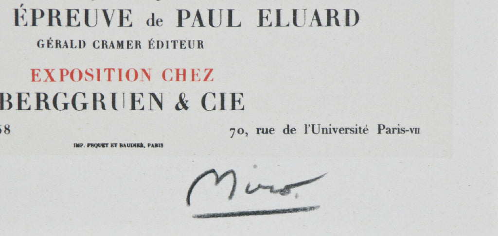 "A Toute Epreuve" by Joan Miro Signed Lithograph 10"x7"