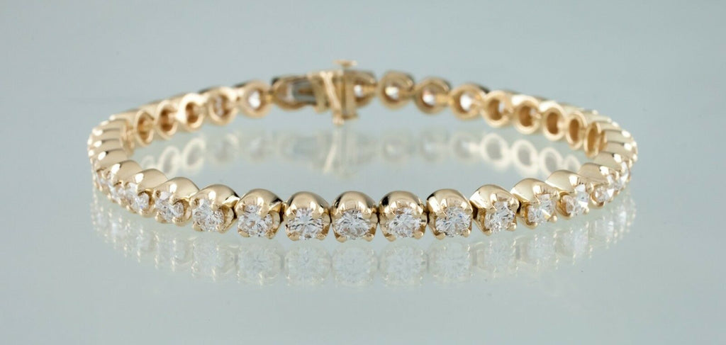 6.00 carat Round Diamond 14k Yellow Gold Tennis Bracelet 6.75 inches