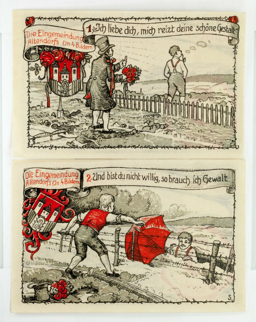 1922 Holzminden Notgeld 4pc "The Incorporation of Altendorf" Series (UNC)