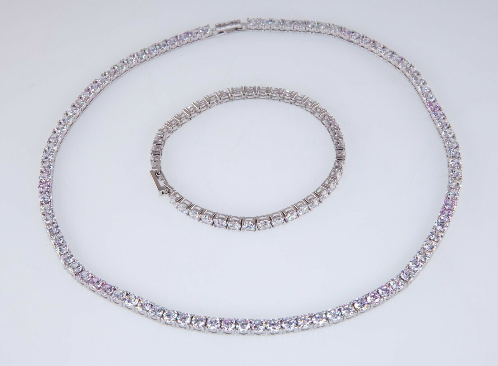 Stunning Channel Set Rhinestone Necklace & Bracelet Set - j121223 |  Eclectic Vintage